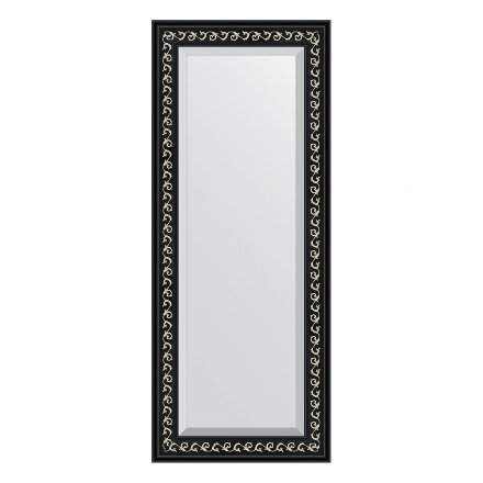 Зеркало с фацетом в багетной раме Evoform черный ардеко 81 мм 55х135 см в Казани 