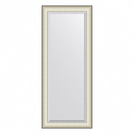Зеркало с фацетом в багетной раме Evoform белая кожа с хромом 78 мм 59х144 см в Казани 