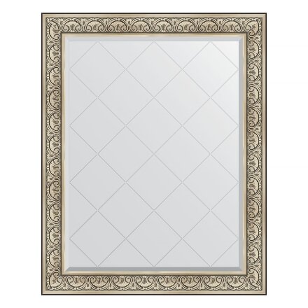 Зеркало с гравировкой в багетной раме Evoform барокко серебро 106 мм 100x125 см в Казани 