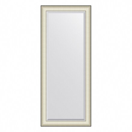 Зеркало с фацетом в багетной раме Evoform белая кожа с хромом 78 мм 64х154 см в Казани 