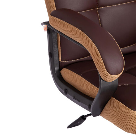 Кресло компьютерное TC искусственная кожа коричневое с бронзовым 61х47х126 см в Казани 