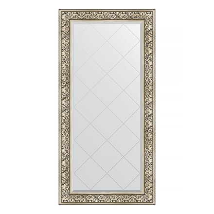Зеркало с гравировкой в багетной раме Evoform барокко серебро 106 мм 80x162 см в Казани 