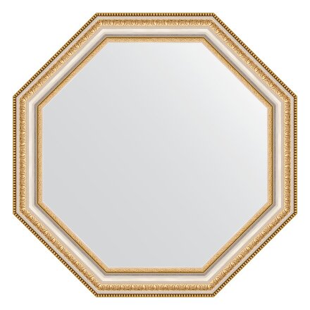 Зеркало в багетной раме Evoform золотые бусы на серебре 60 мм 56x56 см в Казани 