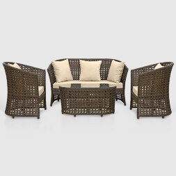Комплект мебели Ns Rattan Linda коричневый с бежевым 4 предмета