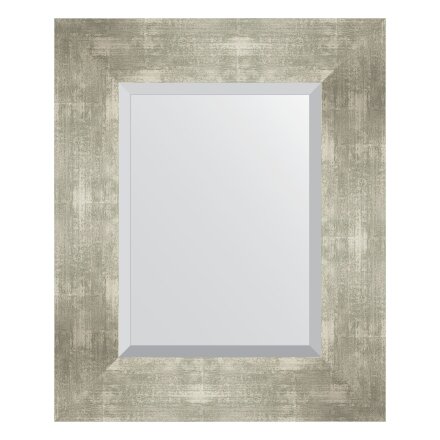 Зеркало с фацетом в багетной раме Evoform алюминий 90 мм 46х56 см в Казани 