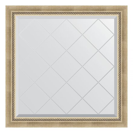 Зеркало с гравировкой в багетной раме Evoform состаренное серебро с плетением 70 мм 83x83 см в Казани 