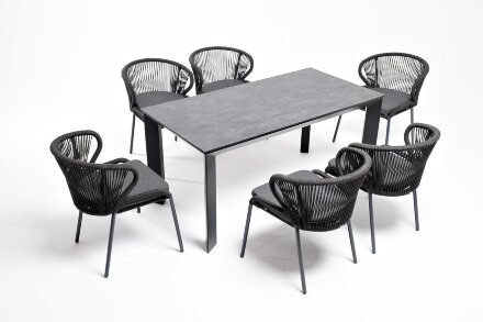 Обеденная группа на 6 персон Венето со стульями Милан темно-серый в Казани 