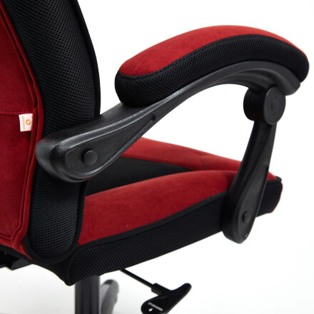 Кресло компьютерное ТС 67х49х142 см флок бордовый/чёрный в Казани 
