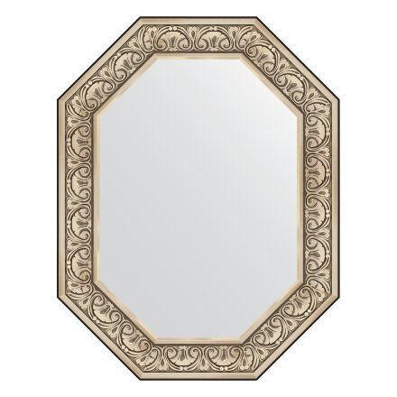 Зеркало в багетной раме Evoform барокко серебро 106 мм 70x90 см в Казани 
