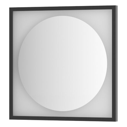 Зеркало Defesto с LED-подсветкой без выключателя 12 W нейтральный белый свет, черная рама 60x60 см в Казани 