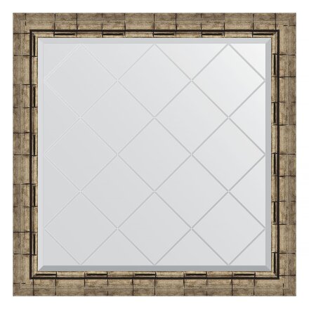 Зеркало с гравировкой в багетной раме Evoform серебряный бамбук 73 мм 83x83 см в Казани 