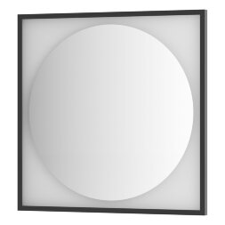 Зеркало Defesto с LED-подсветкой без выключателя 18 W нейтральный белый свет, черная рама 80x80 см