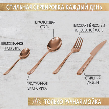 Набор столовых приборов Pintinox Satin cop 24 предмета 6 персон в Казани 