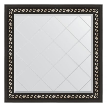 Зеркало с гравировкой в багетной раме Evoform черный ардеко 81 мм 85x85 см в Казани 