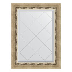 Зеркало с гравировкой в багетной раме Evoform состаренное серебро с плетением 70 мм 53x71 см