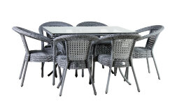 Комплект DECO PLUS 6 с прямоугольным столом серый