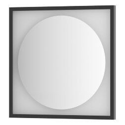 Зеркало Defesto с LED-подсветкой без выключателя 12 W теплый белый свет, черная рама 60x60 см