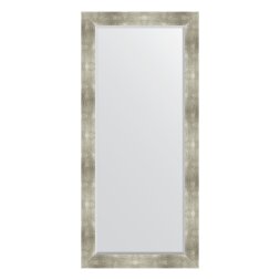 Зеркало с фацетом в багетной раме Evoform алюминий 90 мм 76х166 см