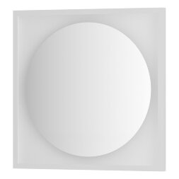 Зеркало Defesto с LED-подсветкой без выключателя 12 W теплый белый свет, белая рама 60x60 см